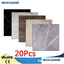 Wall Stickers 20Pcs Self Adhesive Waterproof Marble Pvc Floor Sticker Bathroom Living Room Renovation Decals Ground Decor Drop Deliv Dhe1H