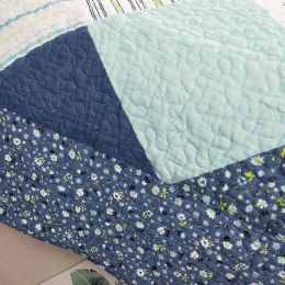 Plaid Quilted Bedspread Set, 100% Cotton, Patchwork Summer Quilt, Quilted Linen Blanket, Tatami Sheet, Bed Cover, Coverlet, 3Pcs