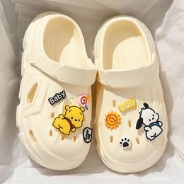 Summer Womens Sandals Shoes House Slides Outwear Soft Sole Cartoon Lovely Couples Bear Dog Biscuit Cool Beach Slippers For Woman Man