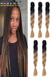 Crochet Braids Hair Kanekalon Two Tone Ombre Green Colored Hair Braids Jumbo Ombre Synthetic Braiding Hair Extensions for Box 24 I1465216