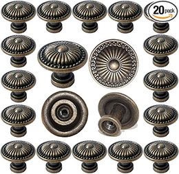 Cabinet Knobs Vintage Dressers Knobs Antique Bronzed Floral Drawer Knobs with 3 Sized Screws for Furniture Cupboard Closet