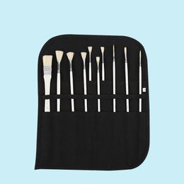 16 Holes Pencil Case School Supplies Art Pen Bag Pouch Canvas Pen Wrap Roll Makeup Cosmetic Brush Pen Storage Stationery Student