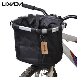 Lixada Bicycle Basket Pouch Bike Bags Bicycle Front Bag Pet Carrier Bicycle Basket Cycling Front Carrier Bag Aluminium Alloy