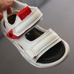 2024 Summer Boys Sandals Kids 2-12 yrs old Baby Boy Sandals Thick Soft Bottom Children Shoes Cut-outs White Beach Shoes D02123