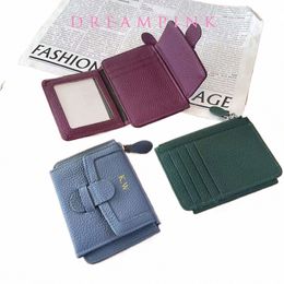 large Capacity Women Wallet Custom Name Zip Pocket Card Holder Genuine Leather Persalize Letters Female Small Coin Purse Bag I2rX#