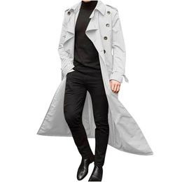 Men's Autumn And Winter Long Trench Coat Double Breasted Coats Belt Loose Jacket down Coat Men Men S Anorak Jacket