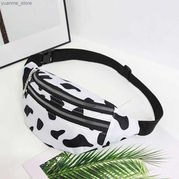 Sport Bags Cow Pattern Waist Bag Printed Fashion Womens Messenger Bag Sports Chest Bag Ten Font Pocket with Bum Fanny Bag Y240410