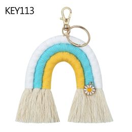 Mini Boho Rainbow Keychain Macrame Weaving Rainbow Tassel Keychain Women L21E