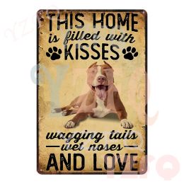 Pit Bull Dachshund Dog Shepherd Metal Tin Sign Poster Farmhouse Bar Pet Shop Living Room Vintage Wall Decor 8x12 Inch TU-249A