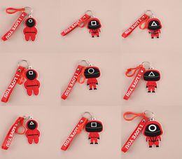 Squid Game Keychain Masked Person Key Chain Ring Charm Pendant Jewelry ular TV Cartoon Doll Model Anime Surrounding Wooden People Pontang PVC Toys Gifts4738428