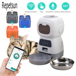 3.5L WiFi APP Automatic Smart Food Pet Feeder For Cats Dogs 2L Drink Fountain Philtre Dispenser Water Feeder