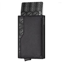 Card Holders Genuine Leather Holder For Women Men Rfid Case -up Magic Smart Wallet Slim Small Minimalist Walet High Quality240h