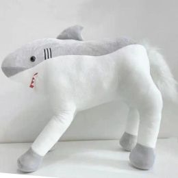 Trick White HorSharks Plush Toy Stuffed Shark Head Horse Body Creative Sea Aniamls Throw Pillow Boy Like Home Decor Cushion