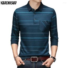 Men's T Shirts Men Long Sleeve Shirt Tops Turndown Collar For Spring Stripes Dad Father Male Fashion Clothing Plus Size 4XL 100KG 00464