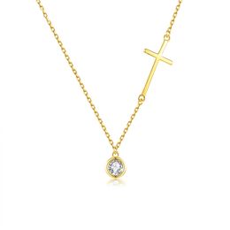 Cross Pendant Necklace S925 Silver AAA Zircon Plated 18k Gold Brand Necklace European and American Hot Popular Women High end Collar Chain Necklace Jewellery Gift spc