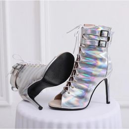 Dance Shoes Rubber Outsole Sexy Latin Salsa Pole Dancing Silver Black 2024 Style For Women