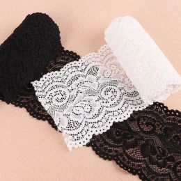 2Yards 10cm White Black Wide Elastic Lace Fabric Trim Ribbons Embellishment Handmade Sewing Cloth Hair Band Bow DIY Accessories