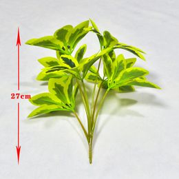27cm Artificial Tropical Plants Small Bonsai Tree Branch Plastic Monstera Leaves Fake Scindapsus Foliage Wall for Garden Decor