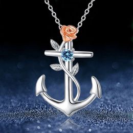 Chinese Style Pendant Necklace with Rose Ship Anchor Design for Children