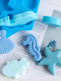 Ocean Animal Dolphin/Conch/Starfish/Sea Shell/Seahorse/Mermaid Tail Soap Mold for Bath Bomb Jelly Mousse Candy Chocolate Mold