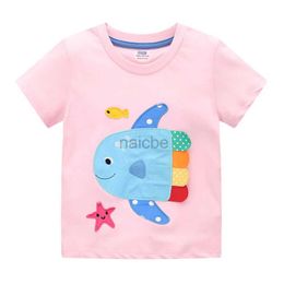 T-shirts Jumping Metres 2-7T Animals Embroidery Girls Tees Cotton Summer Toddler Clothes Kids Tops Short Sleeve Baby Childrens Tshirts 240410