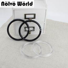 2-10-20 pieces 2 size 2 Colours black transparent inner 9cm 10cm round resin handle,women crochet bag plastic circle ring handles