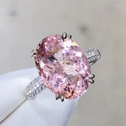 Wedding Rings Huitan Pink Cubic Zirconia For Women Engagement Band Luxury Accessories Sweet Anniversary Gift Trendy Jewellery