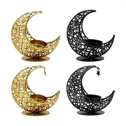 Candle Holders Moon Shaped Holder Metal Candlestick Eid Mubarak For El Party Supplies Housewarming Festival Prayer Votive