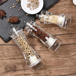 Acrylic Combo Pepper Mill and Salt Shaker with Adjustable Coarseness Ceramic Mechanism, Easy to Use