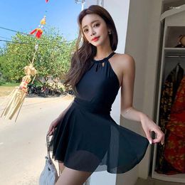 Women's Swimwear Korean Style Women Sexy Bandage Slimming Beach Dress Backless One Piece Conservative Swimsuit