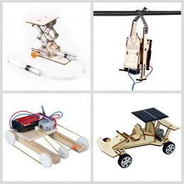 DIY Stem Toys for Children Educational Science Experiment Kit Electric Robot Wooden Puzzle Assembly Model Building for Kids