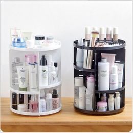360 Rotating Makeup Organizer Storage Box Adjustable Plastic Cosmetic Brushes Lipstick Holder Make Up Jewelry Container Stand212V