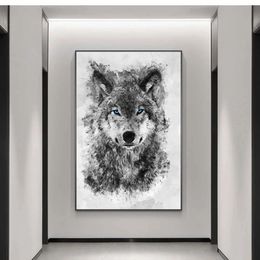 Black White Forest Wolf Head Wall Art Pictures Wild Animals Wolf Posters Canvas Painting Prints Nordic Style Office Home Decor