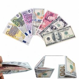 1pc Chic Unisex Mens Womens Currency Notes Pattern Pound Dollar Euro Purse Wallets Special Wallet x2so#