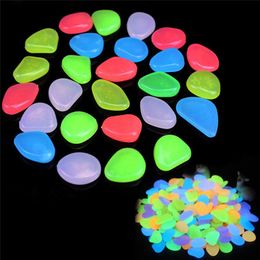 50Pcs Garden Luminous Glowing Stone Pebble Glow in the Dark Garden Glow Stones Rocks for Walkways Garden Path Patio Lawn Decor