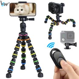 Tripods Tripod for Phone with Mobile phone Holder Gopro Mount, Mini flexible Desk Tripod with Remote for SmartPhone/Camera/Tablet