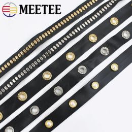 4/10M 1/2cm PU Leather Eyelets Band Ribbons Punk Rivets Rope Bags Strap Collar Decor Lace Tape DIY Clothing Material Accessories