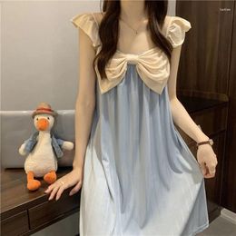 Women's Sleepwear Nightgown Women Korean Ruffles Night Dress One Piece Pajamas Sleeveless Home Wear 2024 Summer Camisole