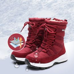 Size 29-43 Kids Winter Snow Boots Children Warm Boots Water Repellent Unisex Boys and Girls with 50% Wool Plush Lining
