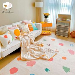 Plush Children's Rug Kids Bedroom Rug Soft Bedroom Carpet Furry Floor Mats Fluffy Carpet Semicircle White Carpet Living Room