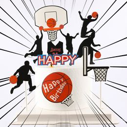 New Basketball Happpy Birthday Cake Topper Sports Birthday Cupcake Topper Supplies for Kids Birthday Party Cake Decorations