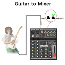 LOMEHO AM-G05 Portable Bluetooth USB Play Record 5 Channel PC Playback Guitar 2 Mono 1 Stereo Professional Audio Mixer