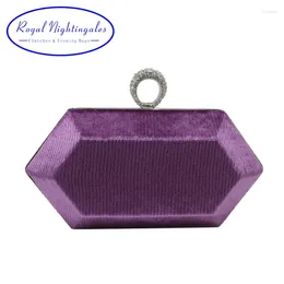 Evening Bags 2024 Mini Ring Clutch Purses Velvet Purple And Handbags For Womens Party Prom