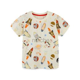 T-shirts TUONXYE Kids Summer T-shirts Boy Short Sleeve Rocket Space Sleeve Knitting Breathable Children Casual Cotton Clothes 2-7year 240410