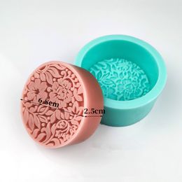 Flower Pattern Handmade Soap Silicone Mold DIY Carved Square Round Making Silicone Soap Mould Chocolate Cake Decorating Tools