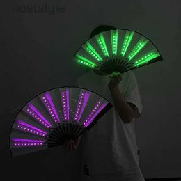 Led Rave Toy 12V 10inches Party LED Glowing Fan Luminous Folding Fan Colourful Party Dance LED Fan Stage Performance Props DJ Show Light Fan 240410