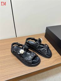 Luxury designer Fashion Quilted Swarovski Crystal C Fur Dad Sandals Flats slide Slippers Shoes With Box