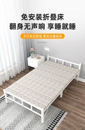 Folding Bed Single Bed Home Office Nap Nap Double Simple Portable Rental Room Children's Wooden Bed