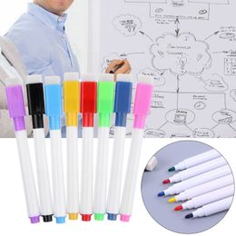 1 Set 8 Colors Magnetic Whiteboard Pens White Board Markers Pens and Eraser with Built-in Eraser for Office Classroom
