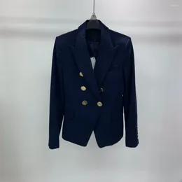 Women's Suits 2024 Spring Women Fashion Clothing Navy Blue Orange Double Breasted Blazer